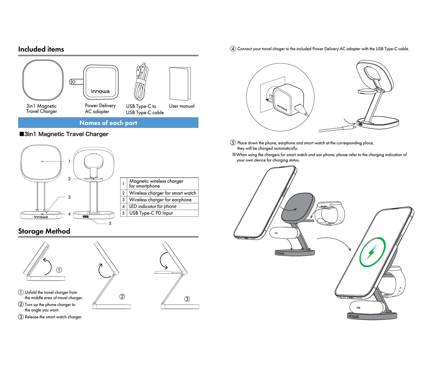 3-in-1 Wireless Travel Charger (With 20W AC Adapter)