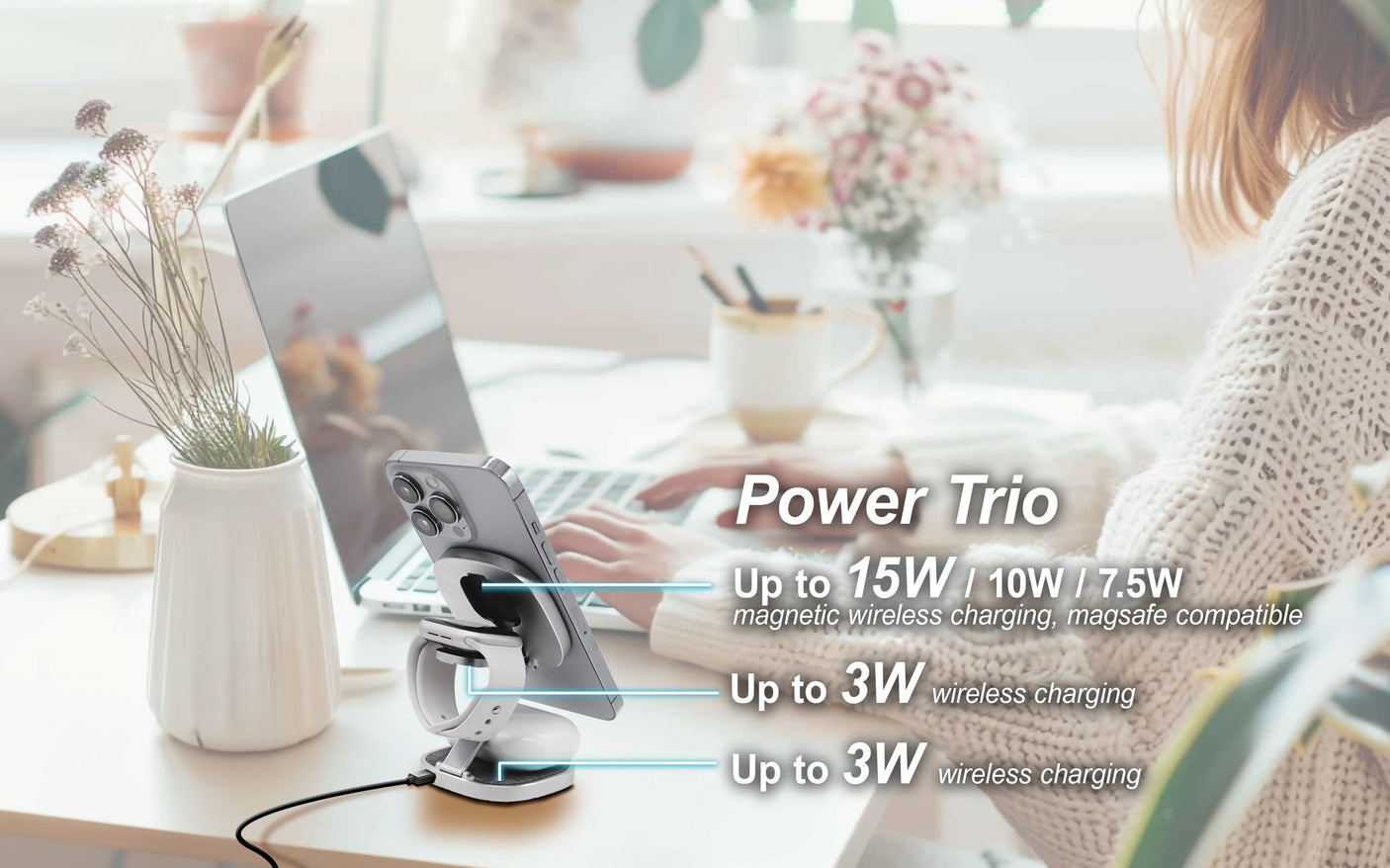 3-in-1 Wireless Travel Charger (With 20W AC Adapter)
