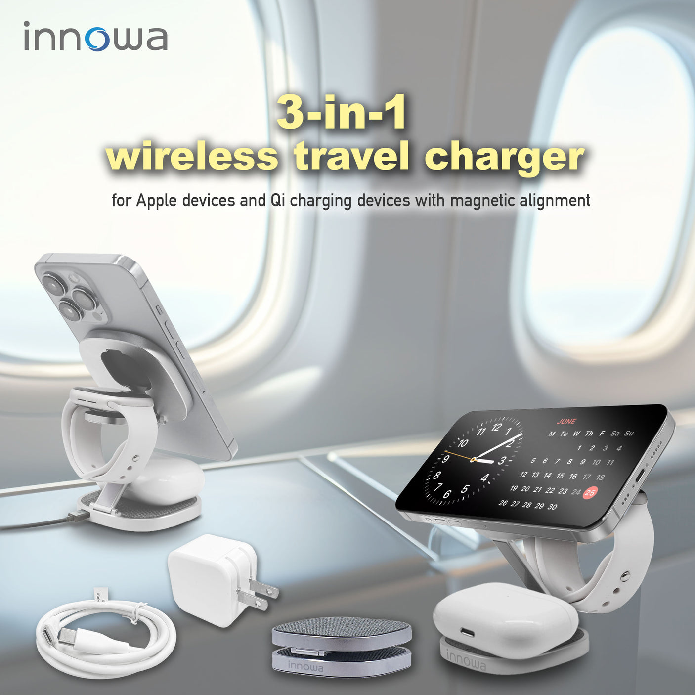 3-in-1 Wireless Travel Charger (With 20W AC Adapter)